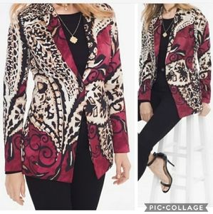 NWT Chico's Soft Printed Red Maple Blazer Jacket Size 1 Medium